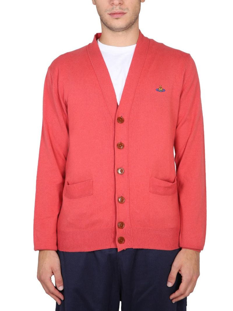 Embroidered V-Neck Cardigan for Men