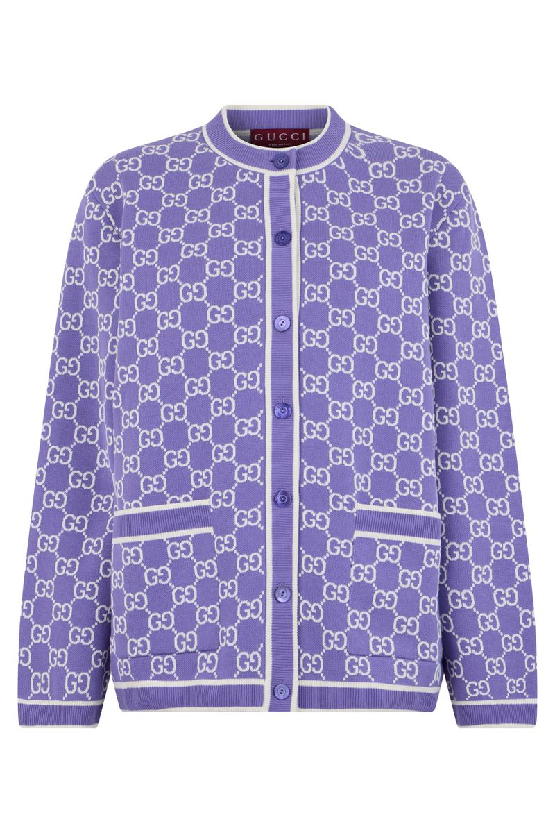 Delicate Monogram Cotton Cardigan (Size L)