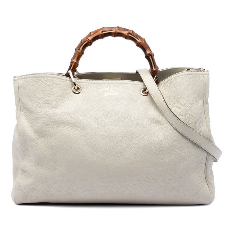 Large Calfskin Bamboo Shopper Satchel