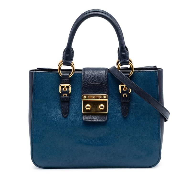 Bicolor Goatskin Madras Satchel