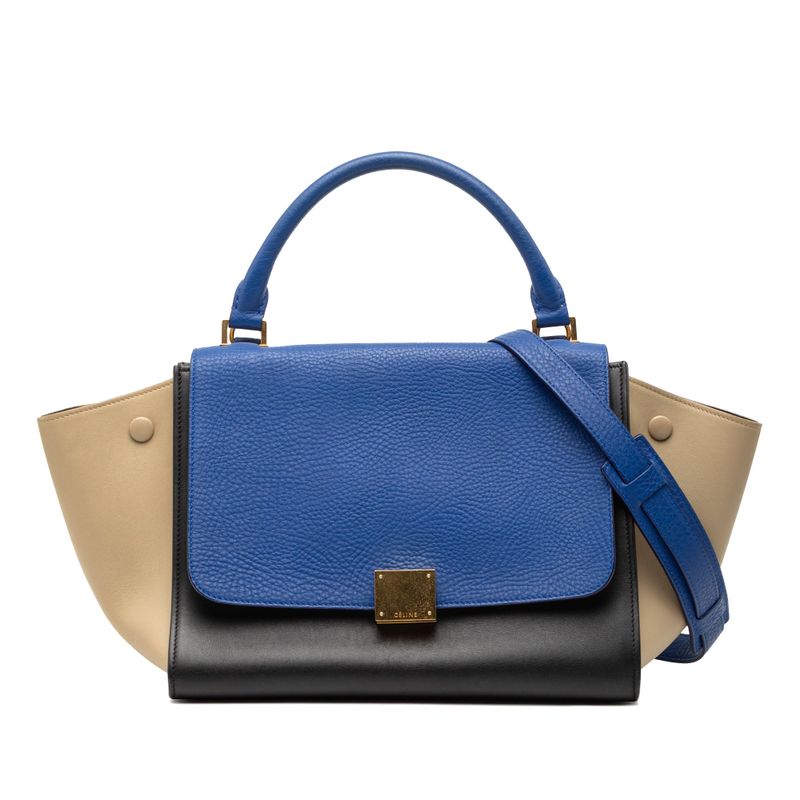 Small Tricolor Leather Trapeze Satchel