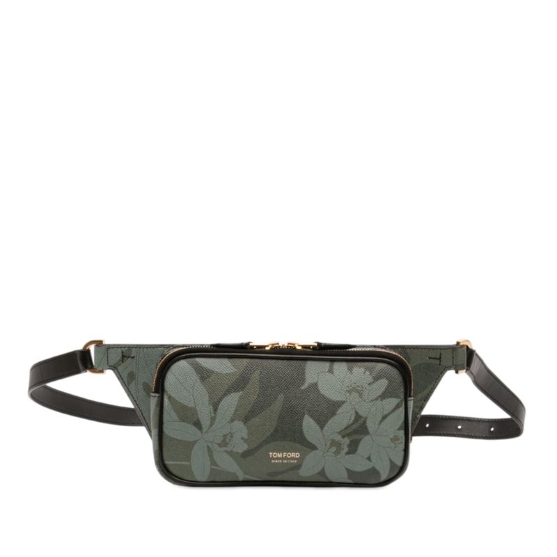 Leather Floral Print Belt Bag