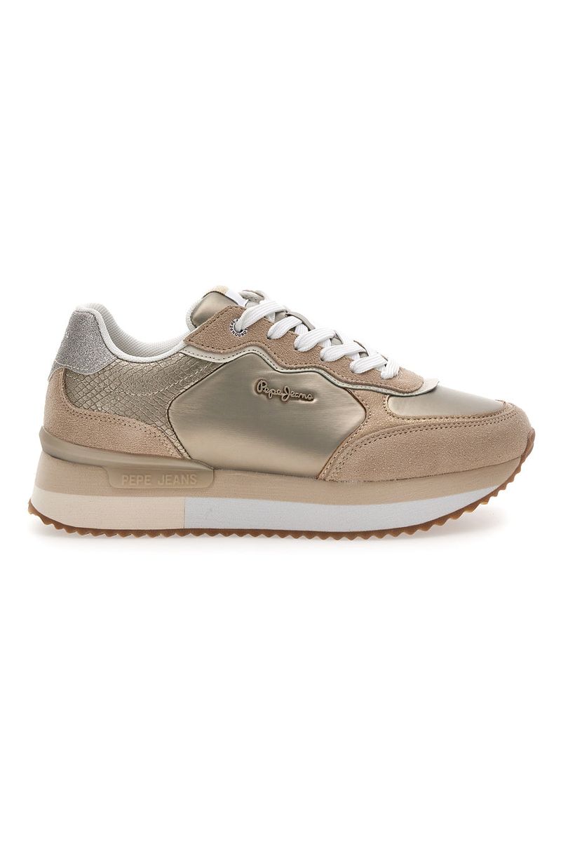 Sneakers Oro Con Dettagli in Pelle e Lacci a Contrasto RUSPER SHINE 38