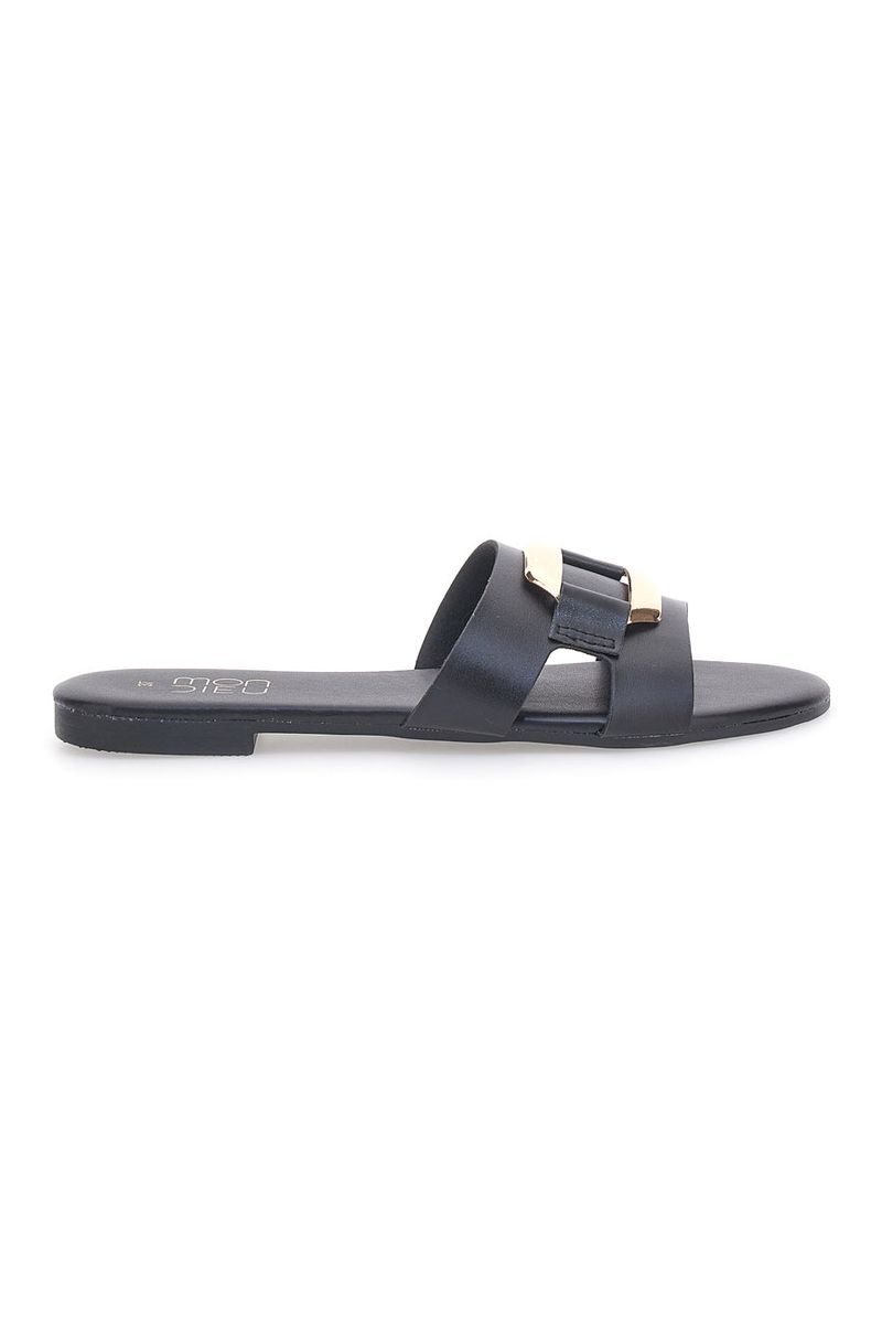 Ciabatte flat nere con fascia spessa e decoro metallico PREA1310 38