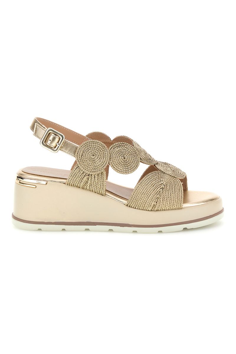 Sandalo oro con zeppa e forme geometriche 52190C1578 41