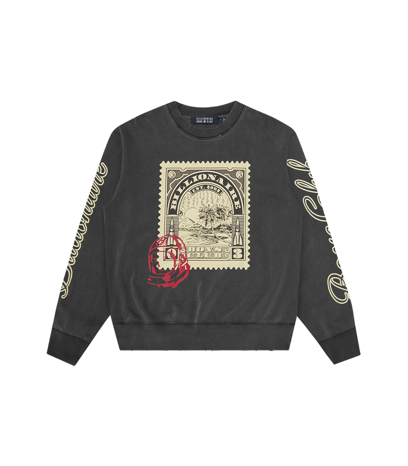 Stamp Distressed Oversized Crewneck - Washed