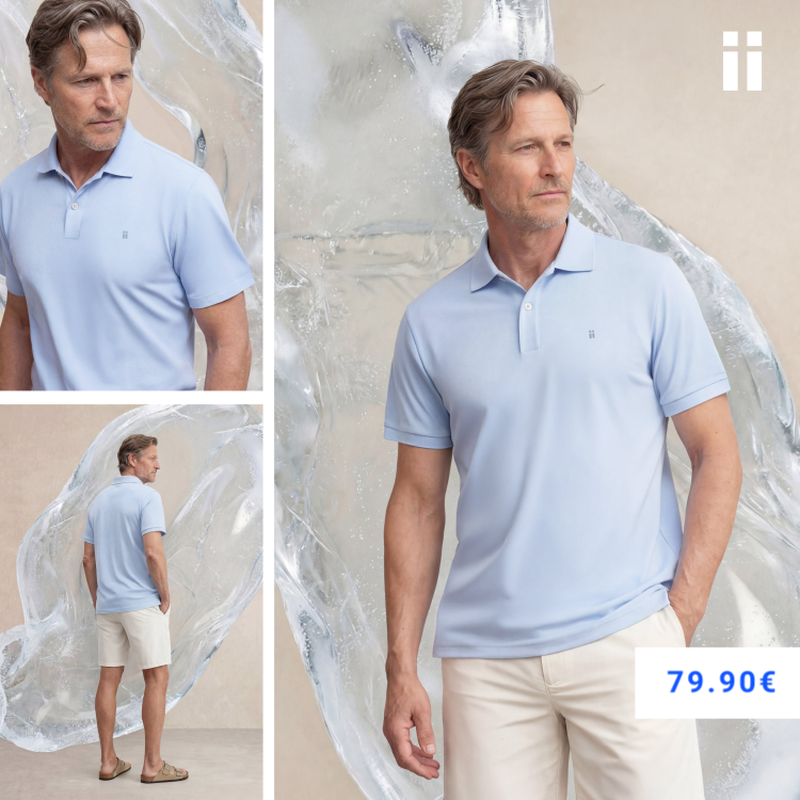 Polo manga corta hombre azul halo Ice