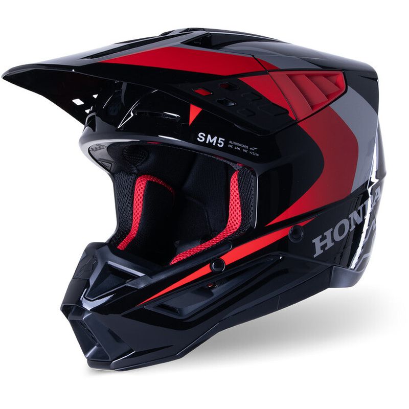 Casco Moto HONDA S-M5 ECE 22.06 Nero Rosso Lucid taglia L
