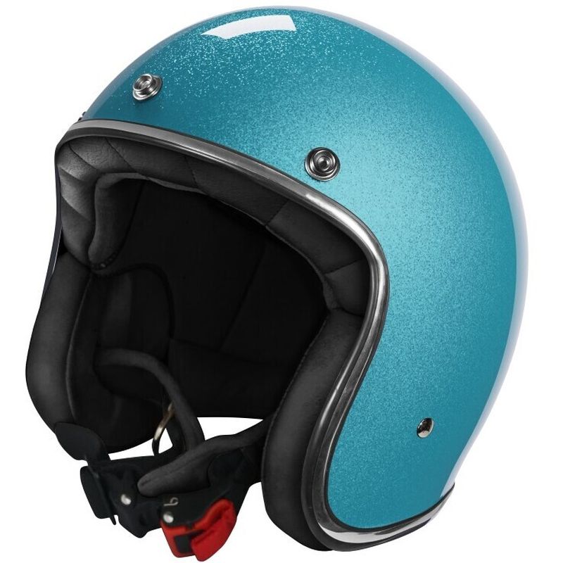 Casco Moto Custom Jet QUARTZ GLITTER Turchese Lucido taglia XS