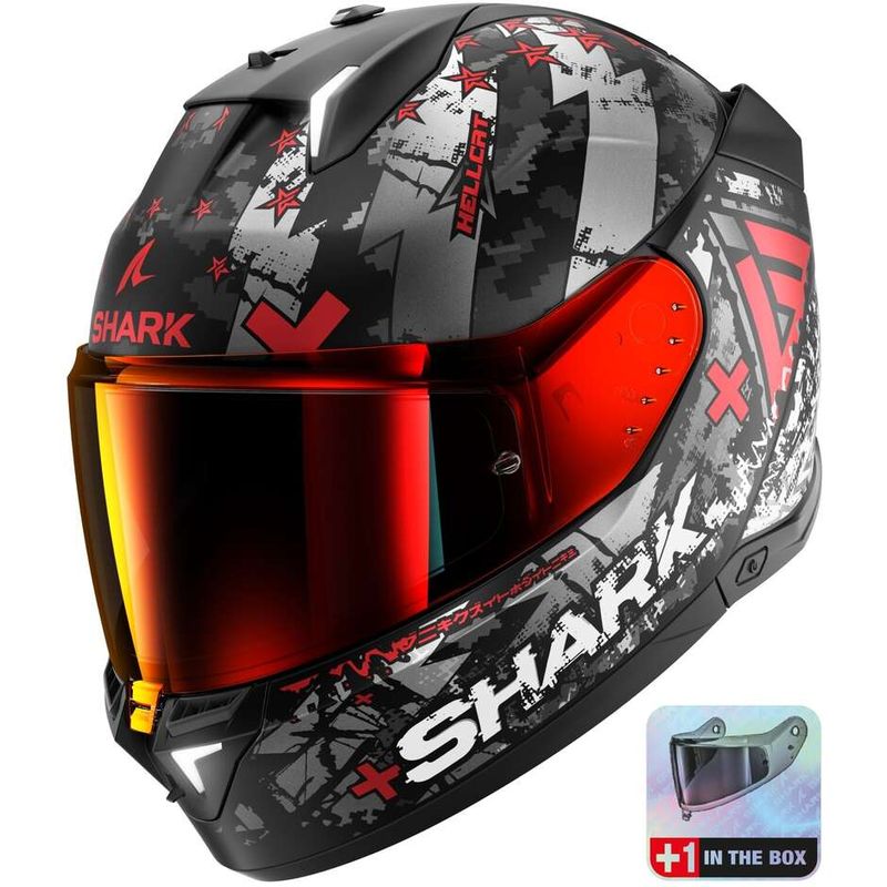 Casco Moto Integrale Con Led SKWAL i3 HELLCAT Mat Nero taglia 2X