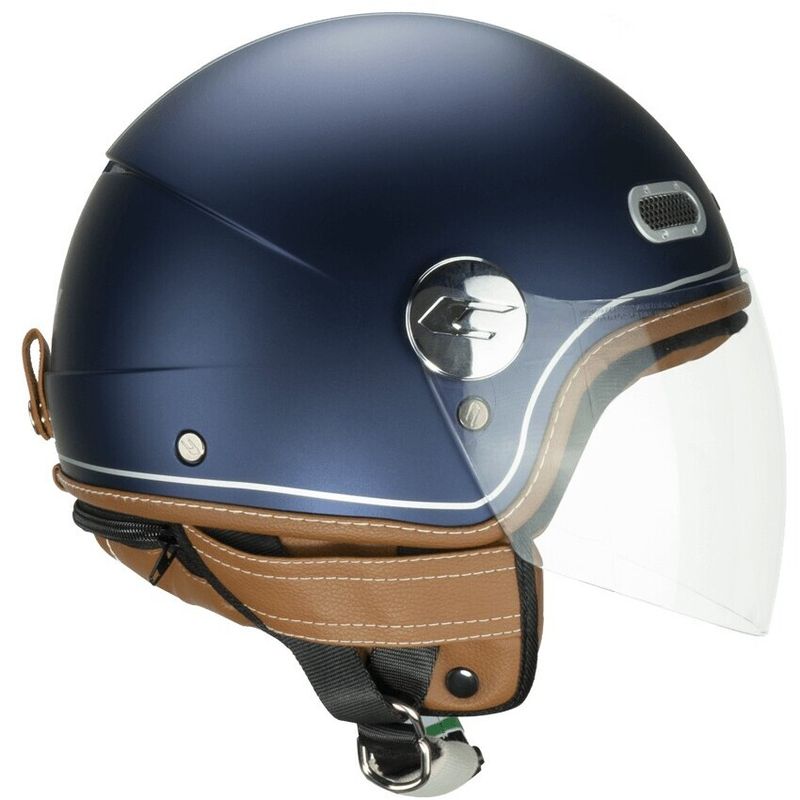 Casco Moto Jet 191V PIX VINTAGE Blu Argento satinato lun taglia L