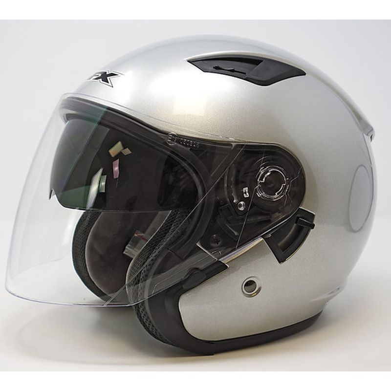 Casco moto Jet Doppia Visiera Fx-46 Silver Lucido taglia S