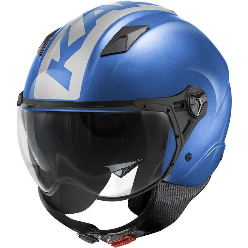 Casco Moto Jet KV57 STRIKER Blu Metallizzato Argento taglia XS