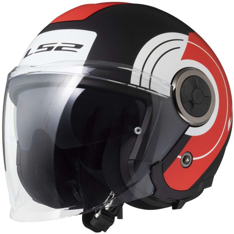 Casco Moto Jet OF620 CLASSY DISKO Nero Opaco Rosso Bianc taglia M