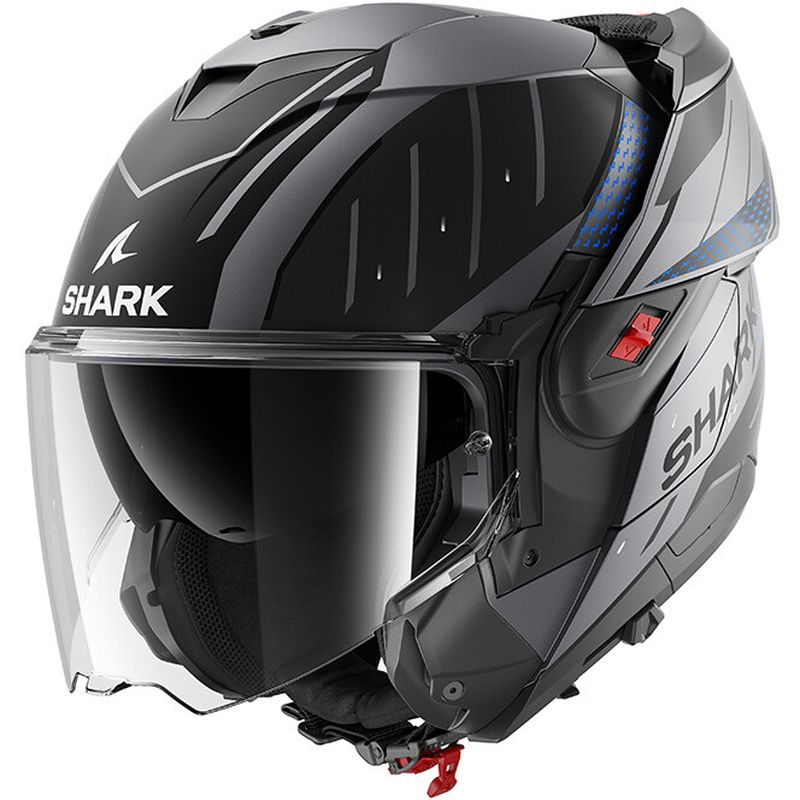 Casco Moto Modulare P/J OXO RYDGER Mat Nero Blu Antrac taglia 2X