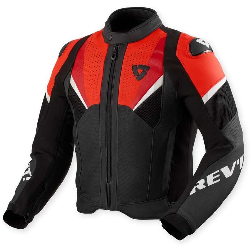 Giacca Moto Pelle Automate Nero Rosso Neon taglia 56