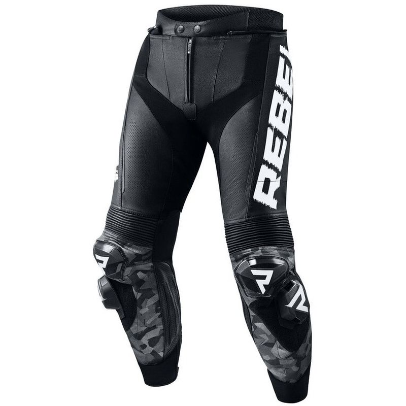 Pantaloni Moto Pelle REBEL Nero Bianco taglia 58