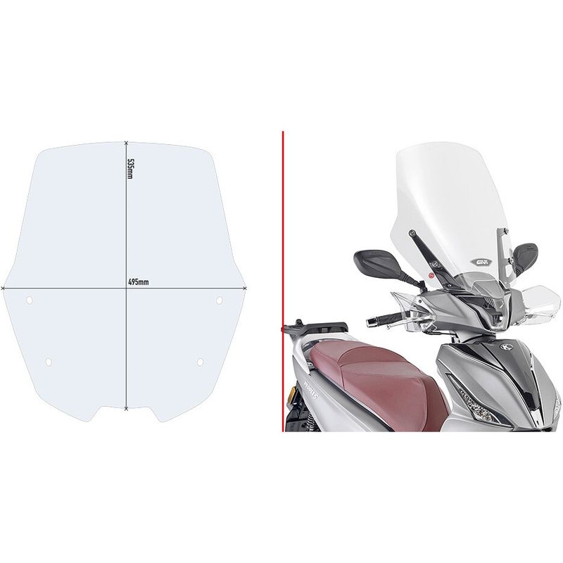 Parabrezza trasparente D6113ST Per KYMCO People S 125-1 taglia un
