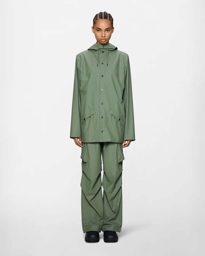 Giacca antipioggia Jacket verde salvia in tessuto impermeabile con cappuccio