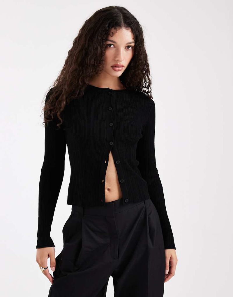 Strickjacke aus Feinstrick in Schwarz-Keine Farbe Keine Farbe M