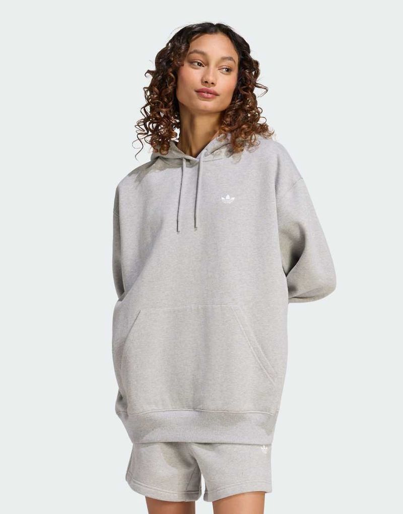 Essentials - Sweat à capuche molletonné oversize - Gris moyen chiné S