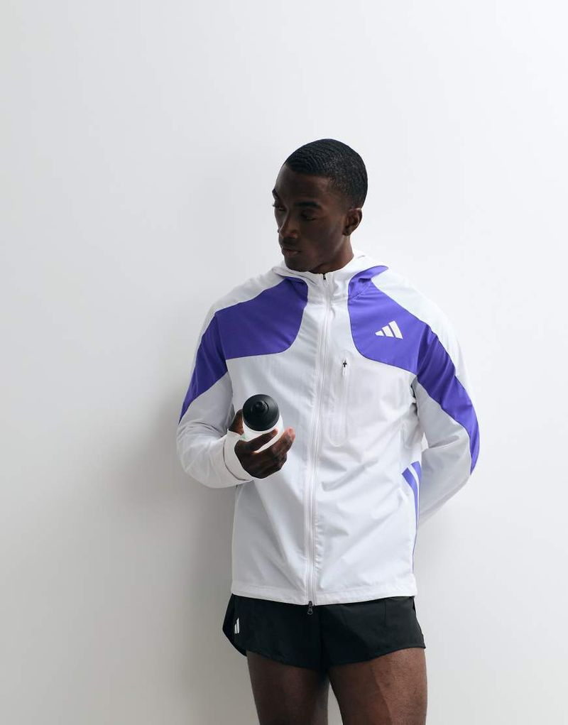 Performance - Adizero - Laufjacke in Weiß/Solar-Lila Weiß L