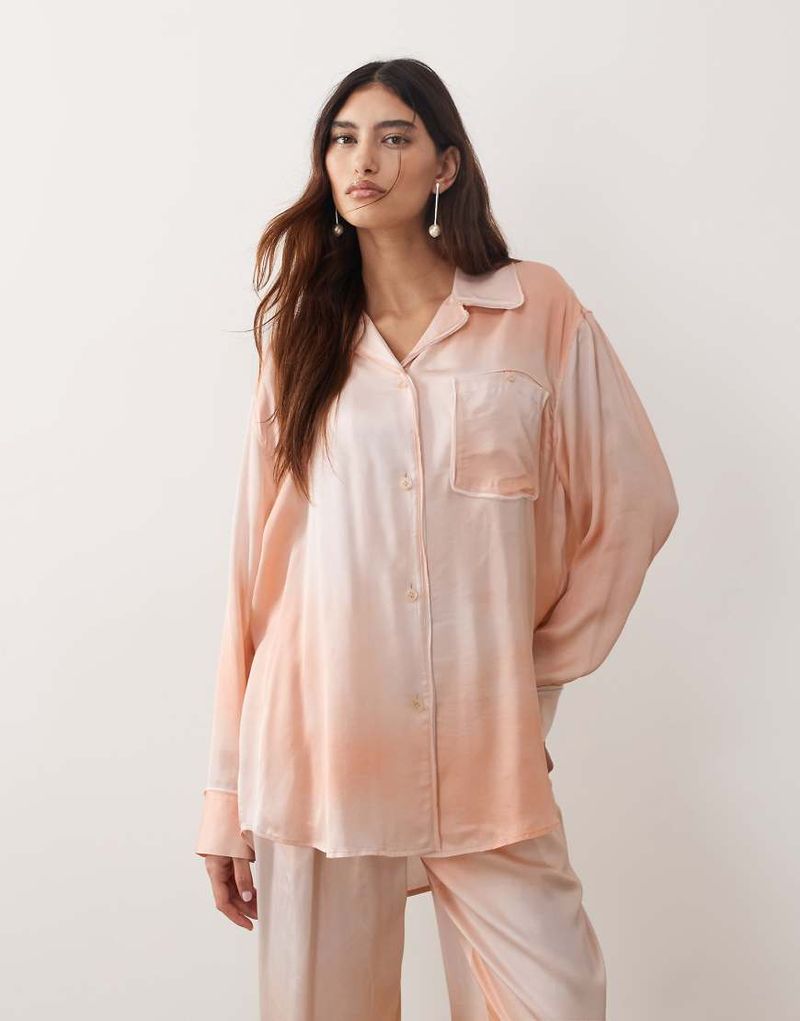 Oversize-Hemdbluse in hellem Orange, Kombiteil Orange 36