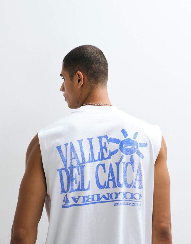 Kastiges Oversize-Tanktop in Weiß mit Text-Grafikprint Weiß S