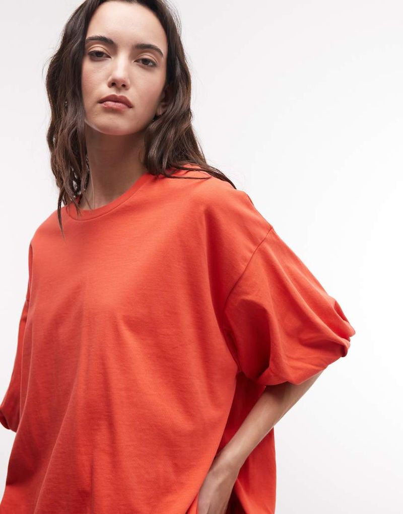 Oversize-T-Shirt in Rot mit Ballonsaum Rot M
