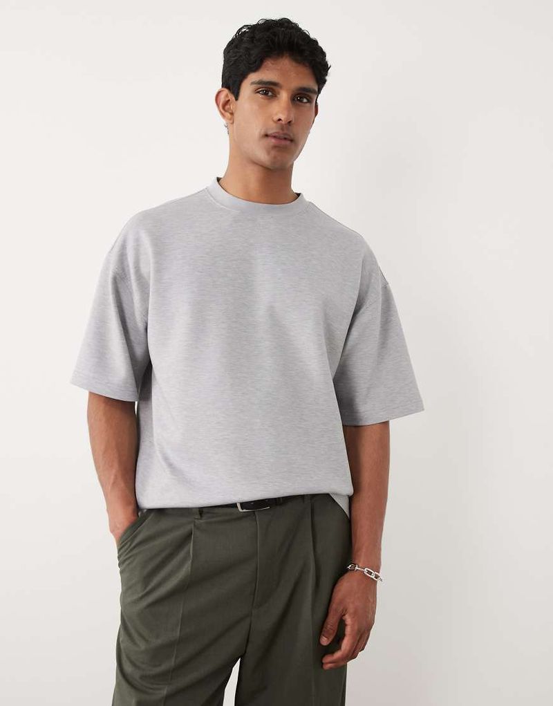 Luxe - Oversize-T-Shirt aus Interlock-Jersey in Grau meliert Grau XS