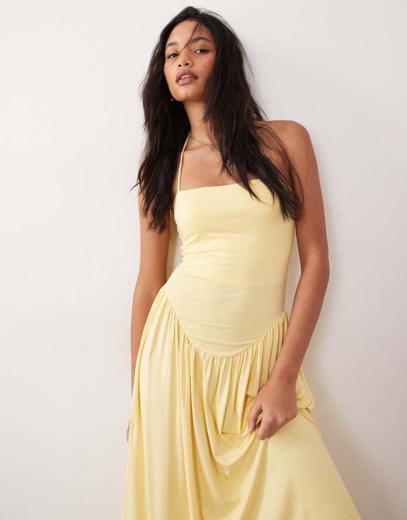 Robe d'été dos nu à taille basse - Jaune 40