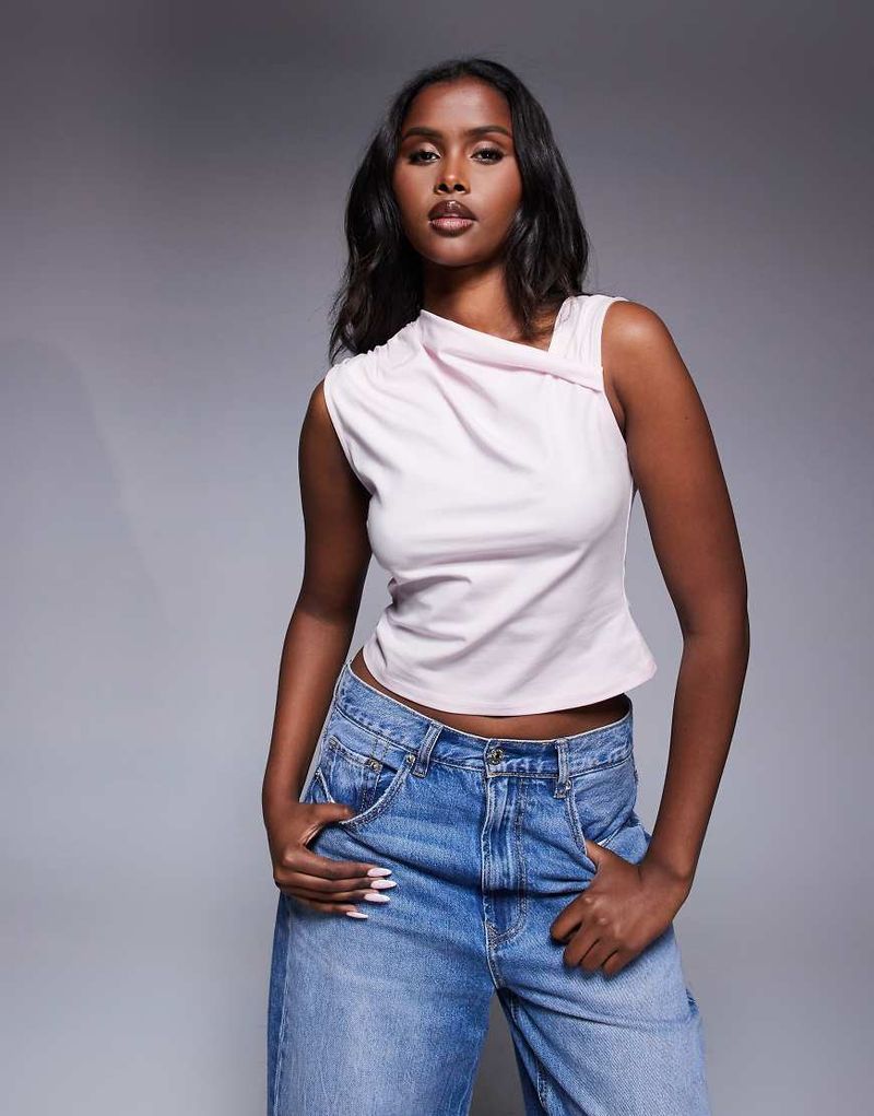 Top ajusté avec encolure torsadée - Rose pastel L