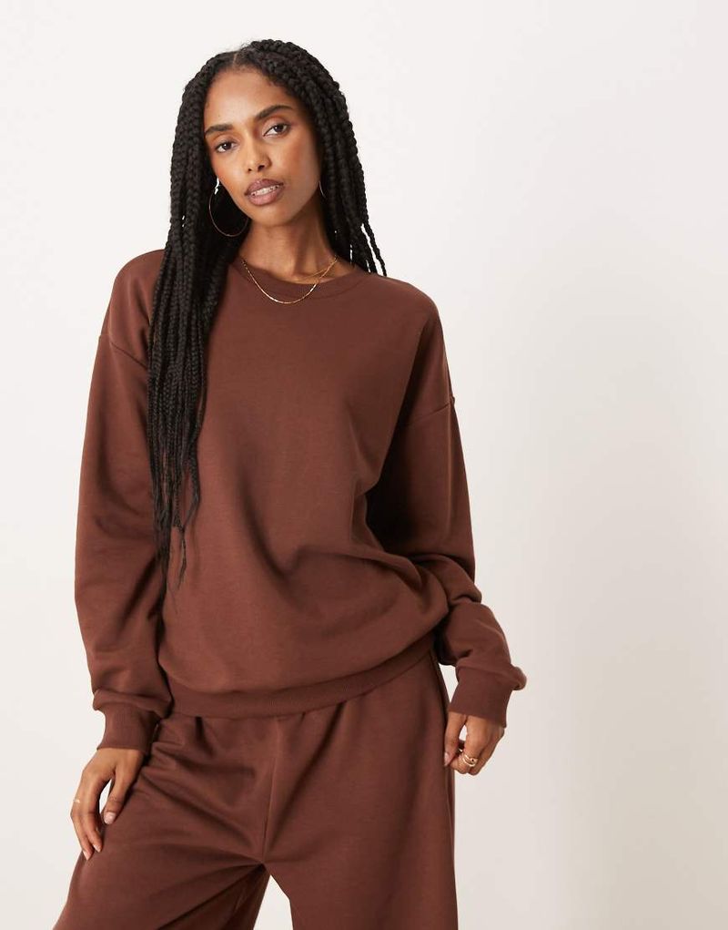 Top d'ensemble oversize en molleton - Marron XS