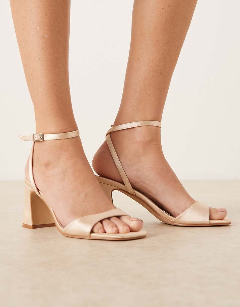 Cora - Sandales de mariage en satin à talon carré - Rose 36