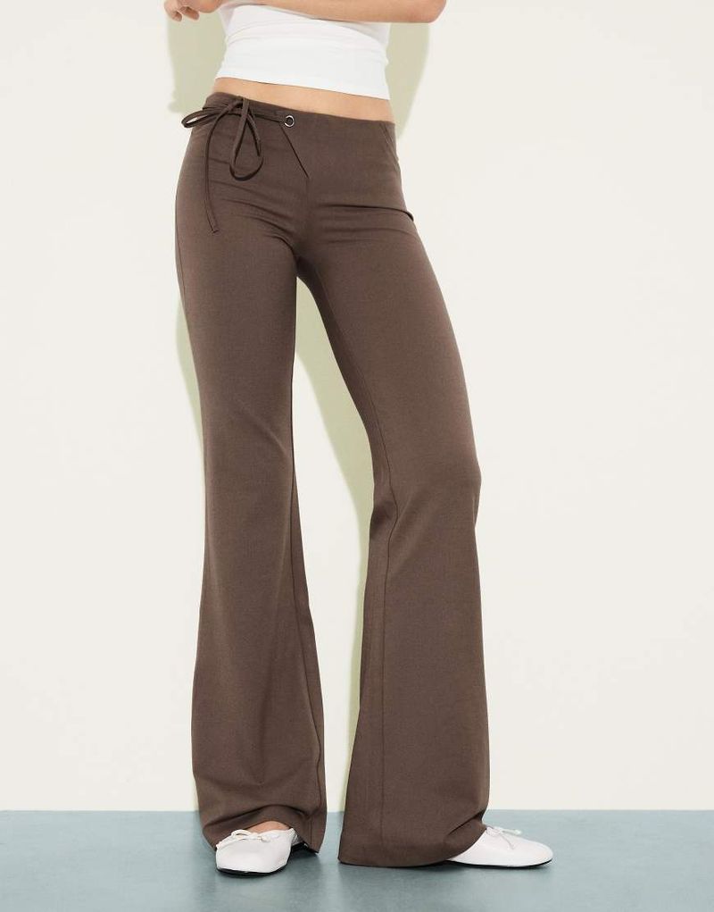 Pantalon évasé à taille basse - Marron 32