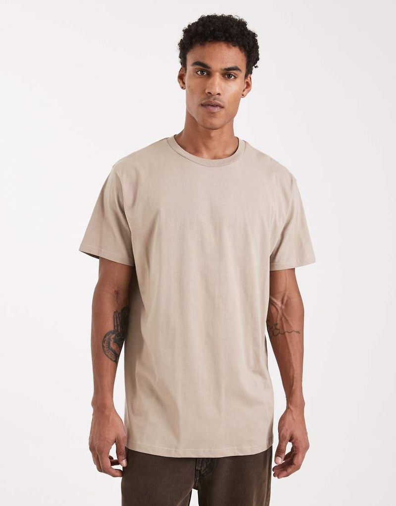 Oversize-T-Shirt in Taupe mit Rundhalsausschnitt-Neutral Neutral S