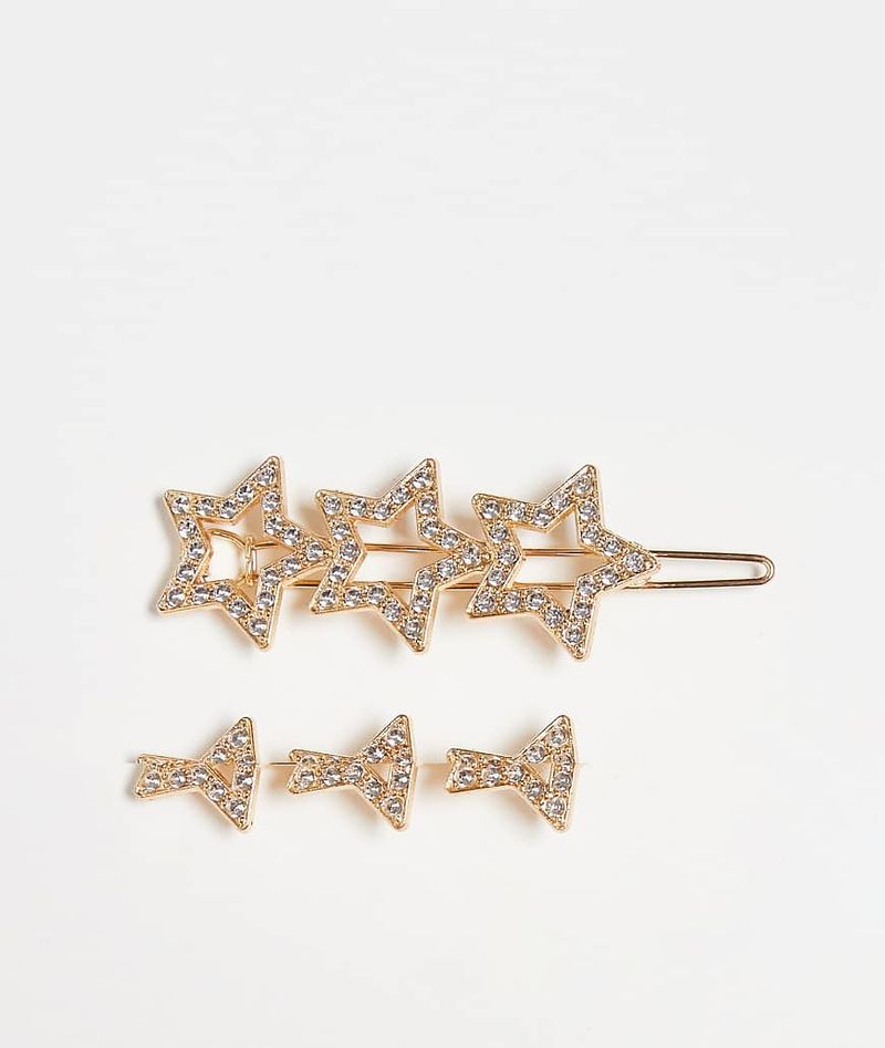 Lot de 2 barrettes étoilées ornementées - Doré