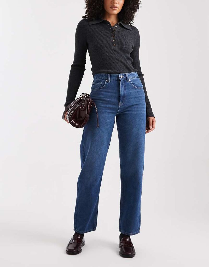 Robbie - Jean droit à taille haute - Bleu moyen W28