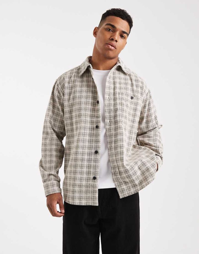 SONS - Karierte Hemdjacke aus Cord in dunklem Cremeweiß-Grün Grün XS