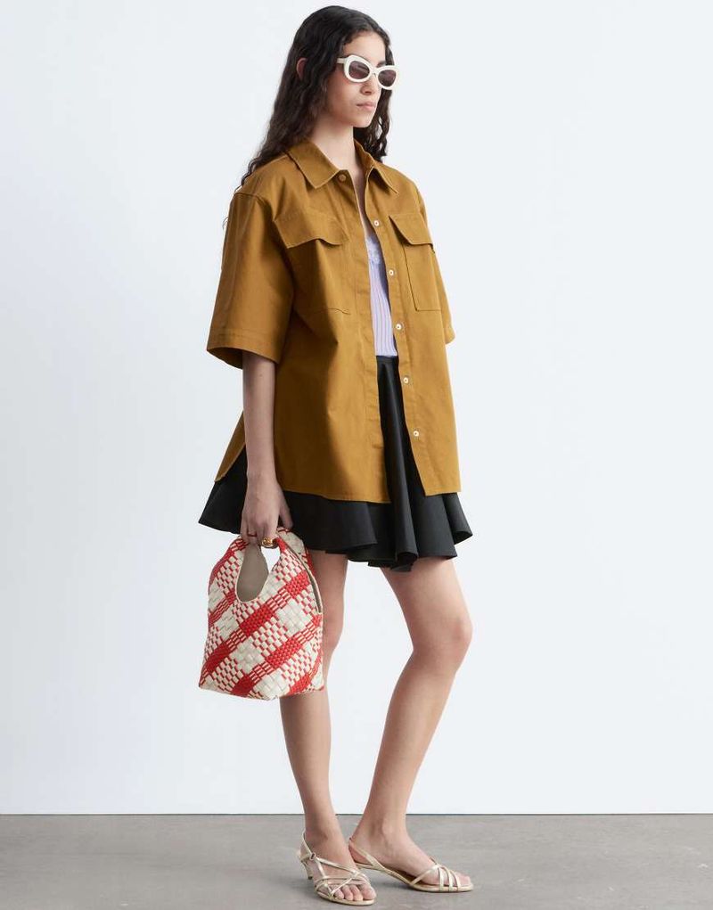 Oversize-Utility-Hemd aus reiner Baumwolle in Beige-Neutral Neutral M