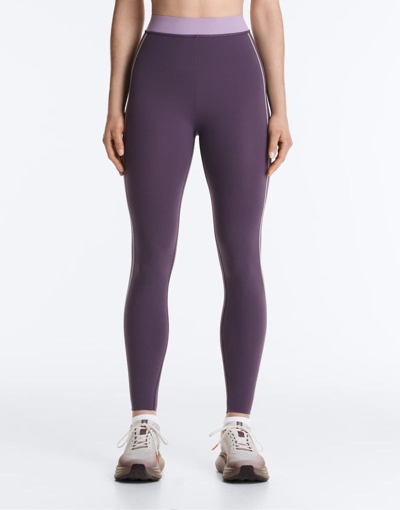 Legging taille haute longueur cheville avec effet de compression - Violet délavé XL