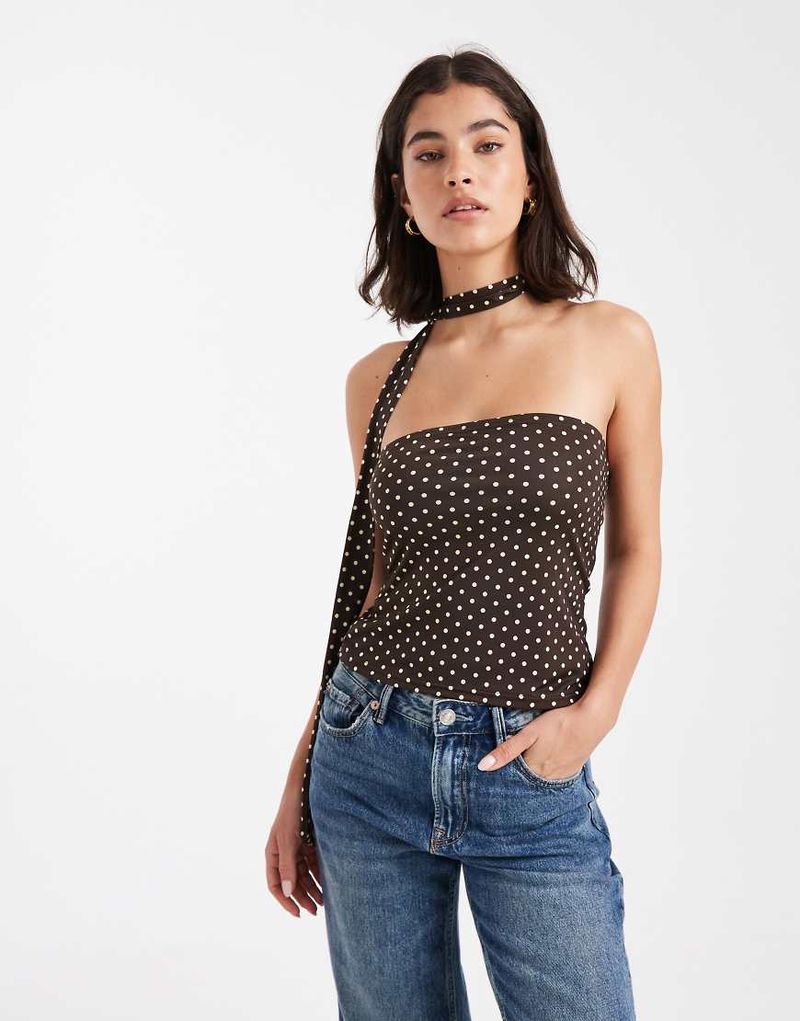 Top style bandeau façon foulard à pois-Multicolore L