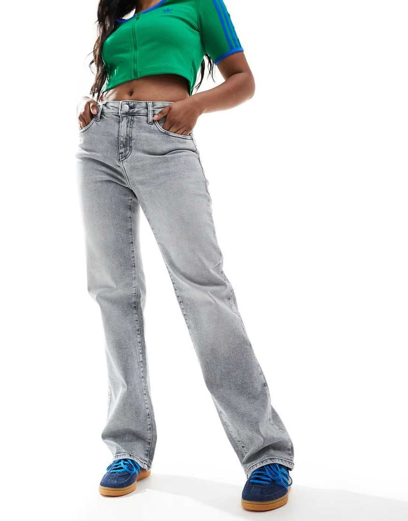 Yolanda - Jean droit à taille mi-haute - Gris clair délavé W25 L30