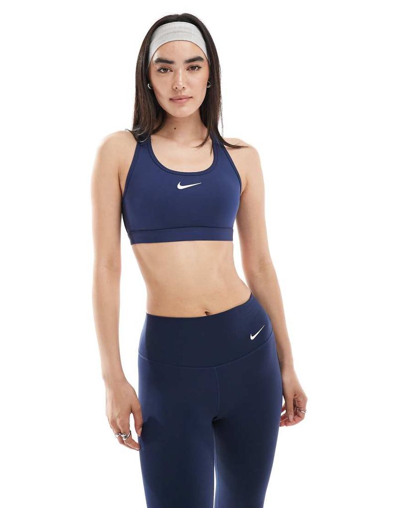 Brassière de sport maintien modéré à logo virgule - Bleu marine XS