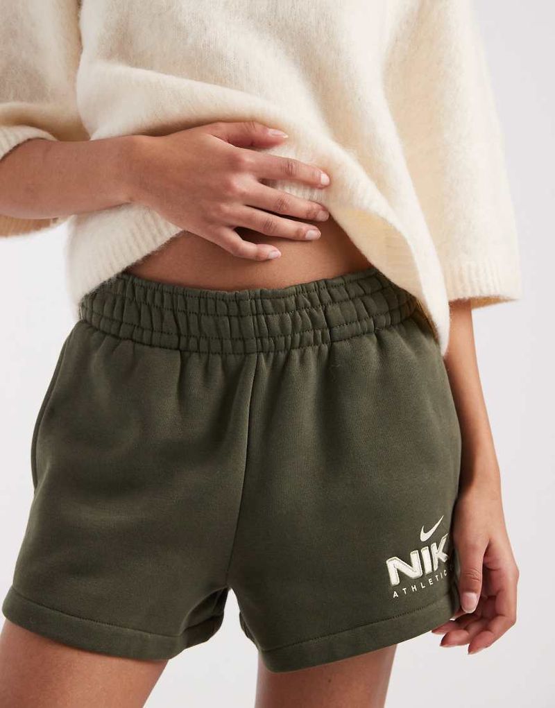Varsity - Fleece-Shorts in Khaki-Grün Grün XXL