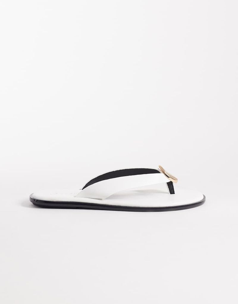 Tongs en PU à ornements dorés - Blanc 37