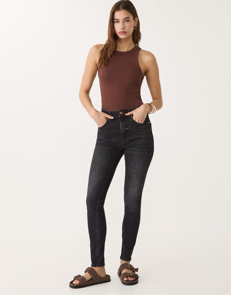 Jean skinny à taille standard - Noir délavé 42
