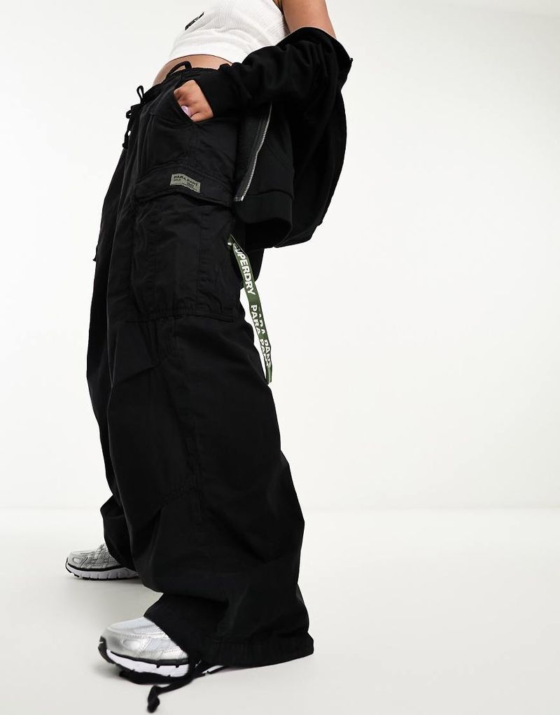 Pantalon parachute baggy style vintage - Noir S-M