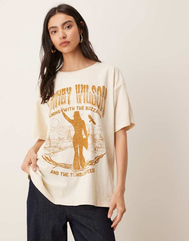 X Lainey Wilson - T-shirt oversize style cow-boy - Écru-Neutre S