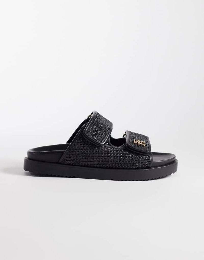 Bast-Sandalen in Schwarz mit zwei Riemen Schwarz 38